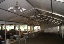 6m x 30m Freestanding marquee with chandeliers
