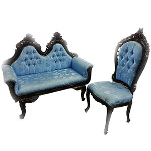 Black and Blue Throne Chaise Combo
