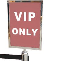 Sydneywide Hire Group carries Sign Holders suitable for Black and Chrome Retractable Bollards which are perfect to be placed anywhere indoors and will suit most décor with their high end design. The Sign Holder is in chrome finish and will suit A4 signs