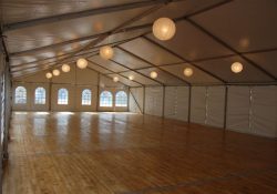 10m structured marquee with integrated flooring and rice lights